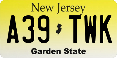 NJ license plate A39TWK