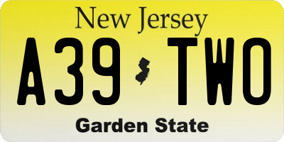 NJ license plate A39TWO
