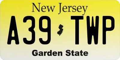 NJ license plate A39TWP