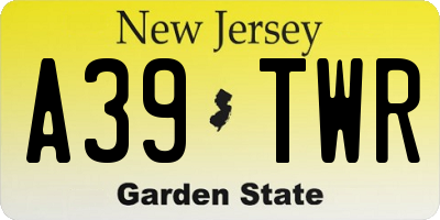 NJ license plate A39TWR