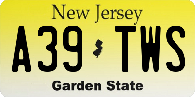 NJ license plate A39TWS