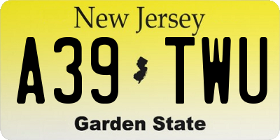 NJ license plate A39TWU