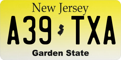 NJ license plate A39TXA