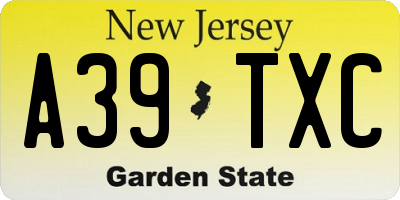NJ license plate A39TXC