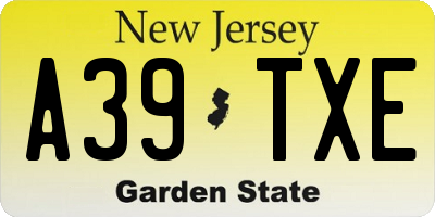 NJ license plate A39TXE