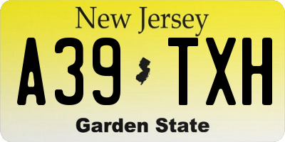 NJ license plate A39TXH