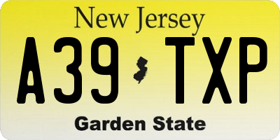 NJ license plate A39TXP