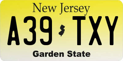 NJ license plate A39TXY