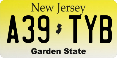 NJ license plate A39TYB