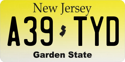 NJ license plate A39TYD