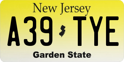 NJ license plate A39TYE