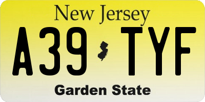 NJ license plate A39TYF