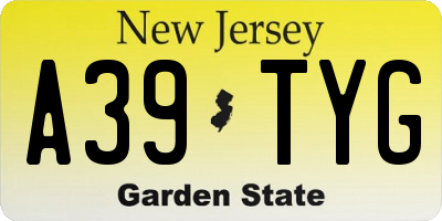 NJ license plate A39TYG