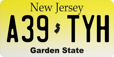 NJ license plate A39TYH