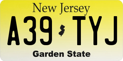 NJ license plate A39TYJ