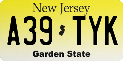 NJ license plate A39TYK