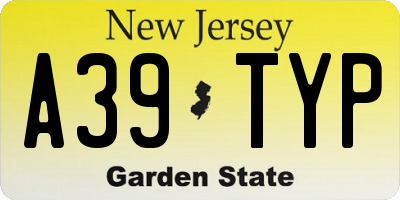 NJ license plate A39TYP