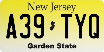 NJ license plate A39TYQ