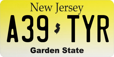 NJ license plate A39TYR