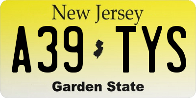 NJ license plate A39TYS