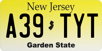 NJ license plate A39TYT