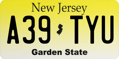 NJ license plate A39TYU