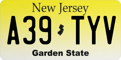 NJ license plate A39TYV