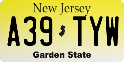 NJ license plate A39TYW