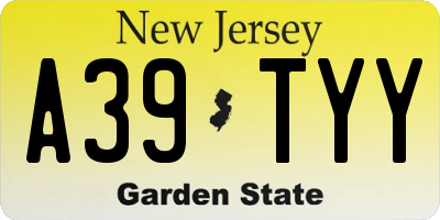 NJ license plate A39TYY