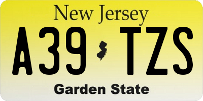 NJ license plate A39TZS