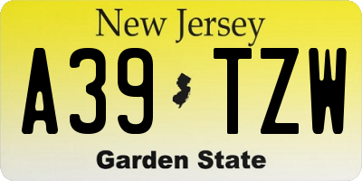 NJ license plate A39TZW