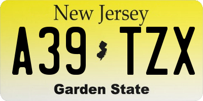 NJ license plate A39TZX