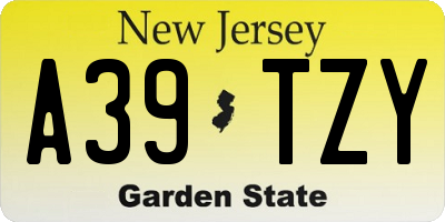 NJ license plate A39TZY