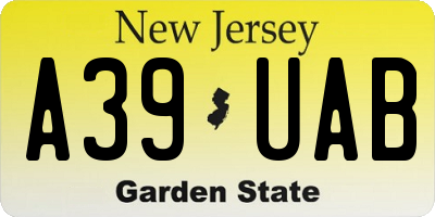 NJ license plate A39UAB