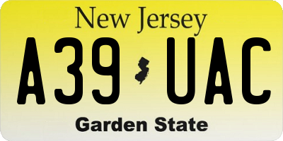 NJ license plate A39UAC
