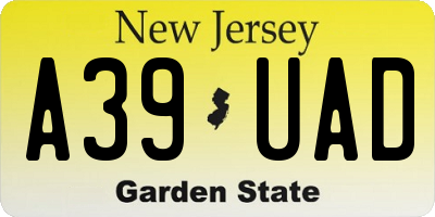 NJ license plate A39UAD