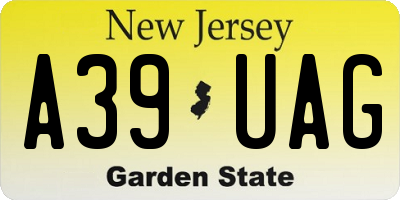 NJ license plate A39UAG