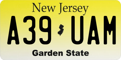 NJ license plate A39UAM