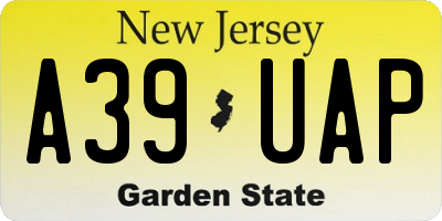NJ license plate A39UAP