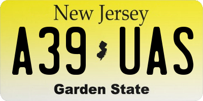 NJ license plate A39UAS