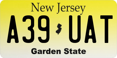 NJ license plate A39UAT