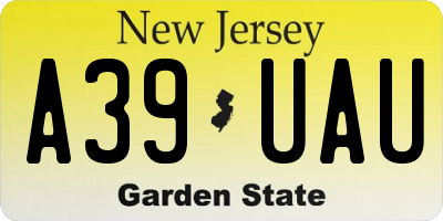 NJ license plate A39UAU