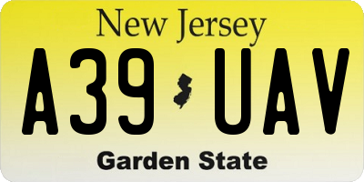 NJ license plate A39UAV