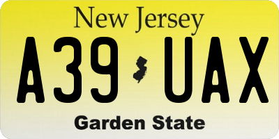 NJ license plate A39UAX