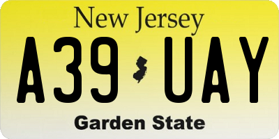 NJ license plate A39UAY