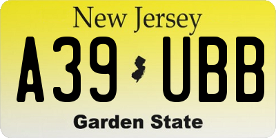 NJ license plate A39UBB