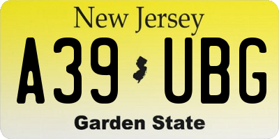 NJ license plate A39UBG