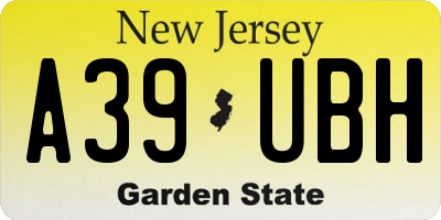 NJ license plate A39UBH