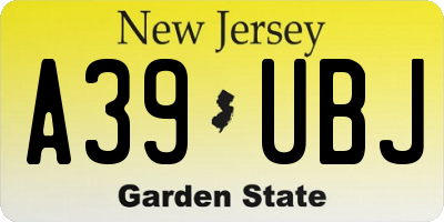 NJ license plate A39UBJ