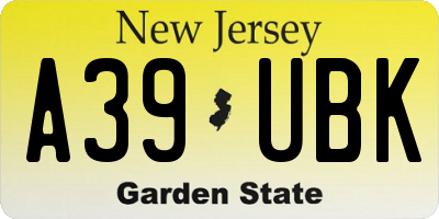 NJ license plate A39UBK